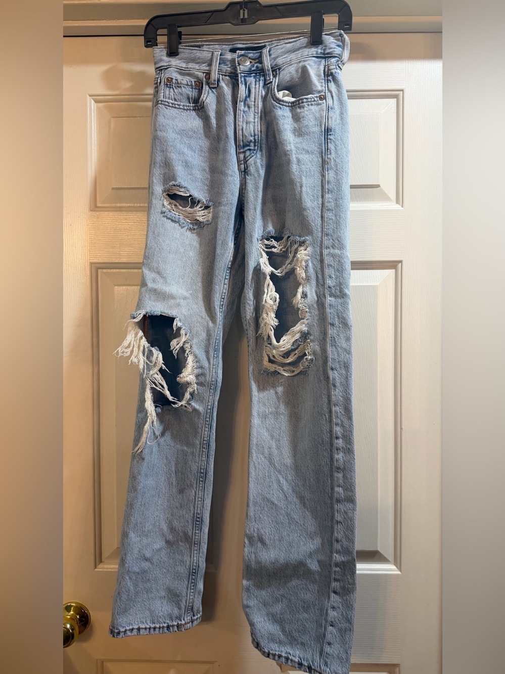 Aeropostale Light Blue Distressed 90’s Baggy Style Straight Jeans Size 00